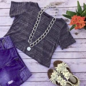 Brandy Melville Open Back Cropped Heathered Top